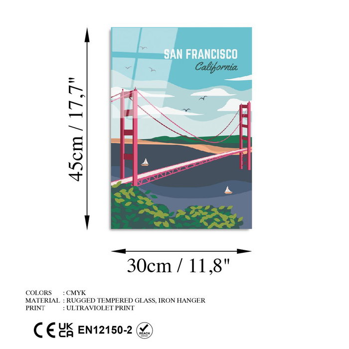 Wallity Cuadro Decorativo de Vidrio Templado Multicolor 30 x 45 cm